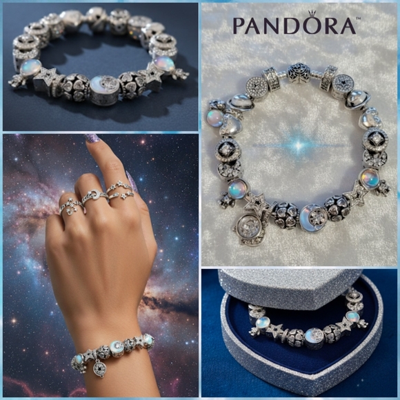 Pandora Bracelets & S925 Galaxy Theme Charms Bundle -All Sizes Available - Picture 1 of 12